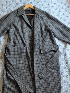 Hugo Boss Men's Gray Plaid Trench Coat